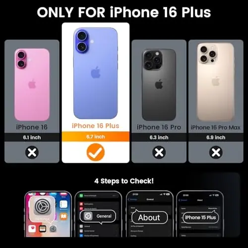 Goton Compatible for iPhone 16 Plus Case with Screen Protector - Slide Camera Cover Protective Phone Case with Ring Stand, Heavy Duty Shockproof Rugged Bumper for iPhone 16 Plus Accessories Blue - 2