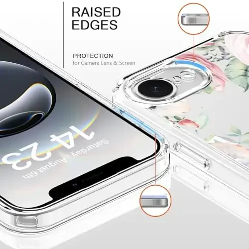 bicol for iPhone 16e Case with Screen Protector, Enhanced Camera Protection, Crystal Acrylic Clear with Fashionable Designs for Girls Women, Slim Fit Protective Phone Cover, Colorful Succulents - 2