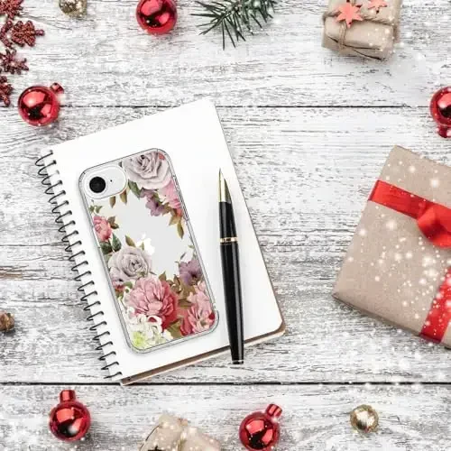 bicol for iPhone 16e Case with Screen Protector, Enhanced Camera Protection, Crystal Acrylic Clear with Fashionable Pattern Designs for Girls Women, Slim Fit Protective Phone Cover, Flower Garden - 6