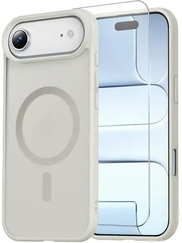 Temdan for iPhone 17 Air Case with Screen Protector, Compatible with Magsafe, Anti-Yellowing, Military-Grade Protection, Shockproof Slim Magnetic Phone Case Cover, Antique White - TEMDAN