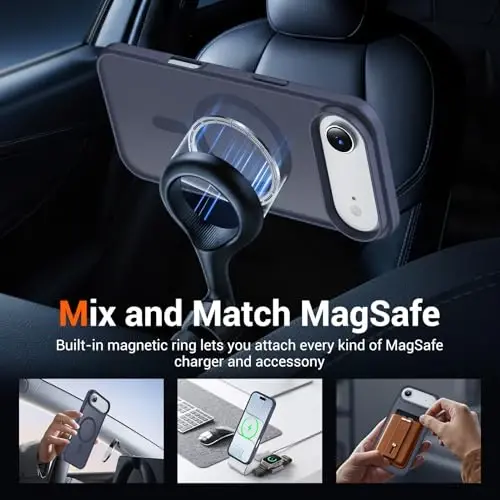 Ekran Koruyuculu iPhone 17 Air Kılıf, Magsafe Uyumlu, Sararmayan, Askeri Düzeyde Koruma, Darbeye Dayanıklı İnce Manyetik Telefon Kılıfı Kapağı, Koyu Mor - 3