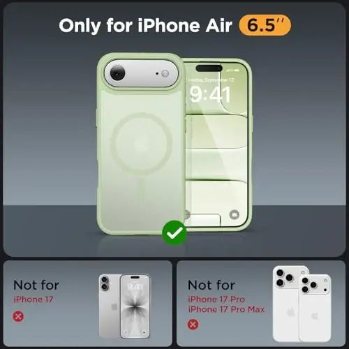 Miracase Magnetic for iPhone Air Case with Screen Protector(Compatible with MagSafe), Slim Thin Translucent Matte Military-Grade Protected Phone Cover for iPhone 17 Air 6.5