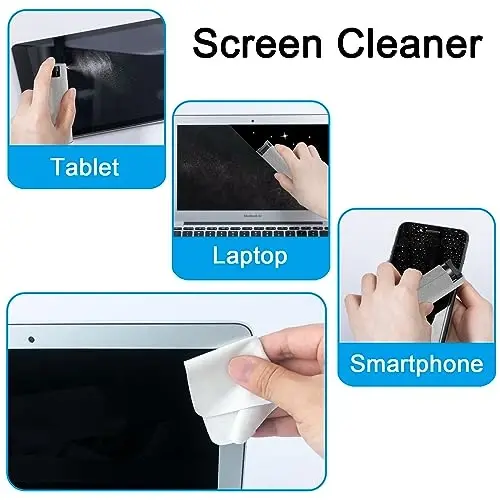 Screen Cleaner Touchscreen Mist Spray, walrfid Cleaning Kit for Electronic Smart Phone TV, Laptop, Tablet, PC, Computer LCD Flat Screens, Eyeglasses, iPhone, iPad, MacBook Pro - Light Grey - 4