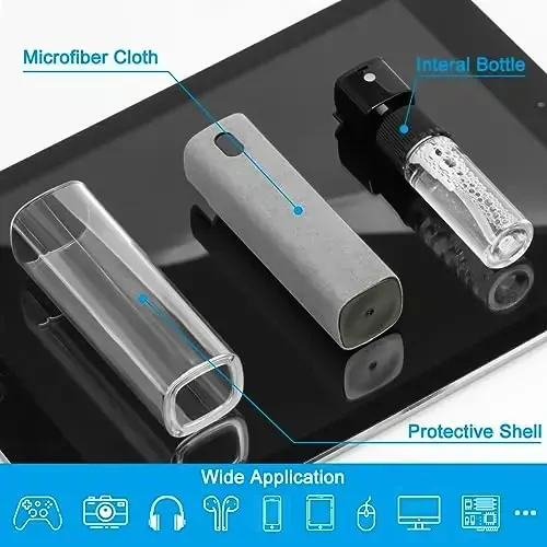Screen Cleaner Touchscreen Mist Spray, walrfid Cleaning Kit for Electronic Smart Phone TV, Laptop, Tablet, PC, Computer LCD Flat Screens, Eyeglasses, iPhone, iPad, MacBook Pro - Light Grey - 2