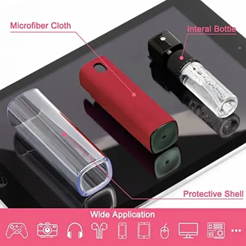 Screen Cleaner Touchscreen Mist Spray, walrfid Cleaning Kit for Electronic Smart Phone TV, Laptop, Tablet, PC, Computer Monitor Flat LCD, Eyeglasses, Compatible with iPhone iPad MacBook Pro (Red) - WALRFID (1)