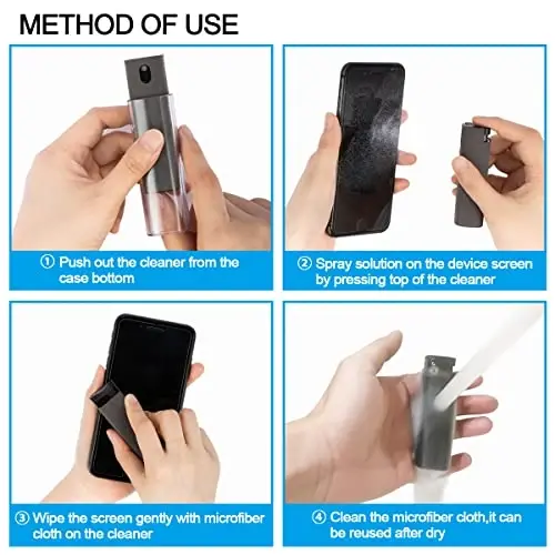 Screen Cleaner Touchscreen Mist Spray, walrfid Cleaning Kit for Electronic Smart Phone TV, Laptop, Tablet, PC, Computer Monitor LCD Flat Screens, Eyeglasses, Compatible with iPhone iPad MacBook Pro - 4