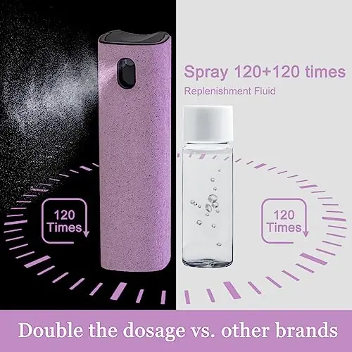 Screen Cleaner Touchscreen Mist Spray, walrfid Cleaning Kit for Electronic Smart Phone TV, Laptop, Computer LCD Flat Screens, Eyeglasses, Compatible with iPhone iPad MacBook Pro - Lightpurple - 5