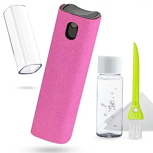Screen Cleaner Touchscreen Mist Spray, walrfid Cleaning Kit for Electronic Smart Phone TV, Laptop, Tablet, PC, Computer LCD Flat Screens, Eyeglasses, Compatible with iPhone iPad MacBook Pro - Hot Pink 