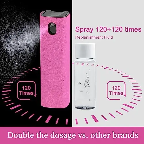 Screen Cleaner Touchscreen Mist Spray, walrfid Cleaning Kit for Electronic Smart Phone TV, Laptop, Tablet, PC, Computer LCD Flat Screens, Eyeglasses, Compatible with iPhone iPad MacBook Pro - Hot Pink - 5