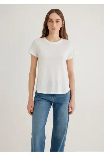 Экрю Basic Tişört Regular Fit / Normal Kesim 16130 - 11