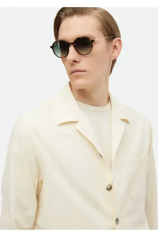 Экрю рангли Casual Fit тўқима пахта аралашман оверширт - 4