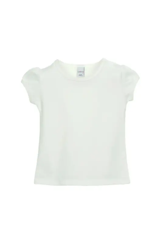 Ekru Basic Kız Bebek Çıtçıtlı Sıfır Yaka Karpuz Kol Tişört-GARDENIA ECRU - 2