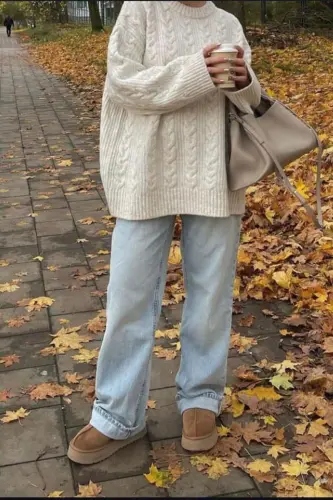 Ekru Bisiklet Yaka Örme Triko Kazak MG2009-Ekru - 6