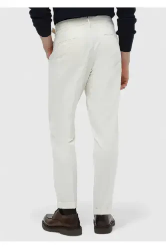 Ekru Düz Dokuma Carrot Fit Casual Pamuk Karışımlı Pantolon - 5