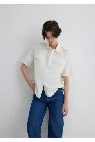 Ekru Gömlek Loose Fit / Bol Rahat Kesim 1211266-70057 - MAVI (1)