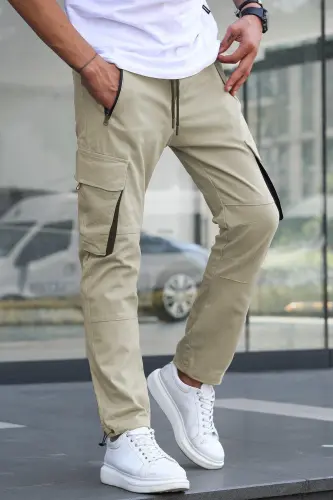 Ecru Cargo Pocket Herren Joggerhose 5791 - Ecru 