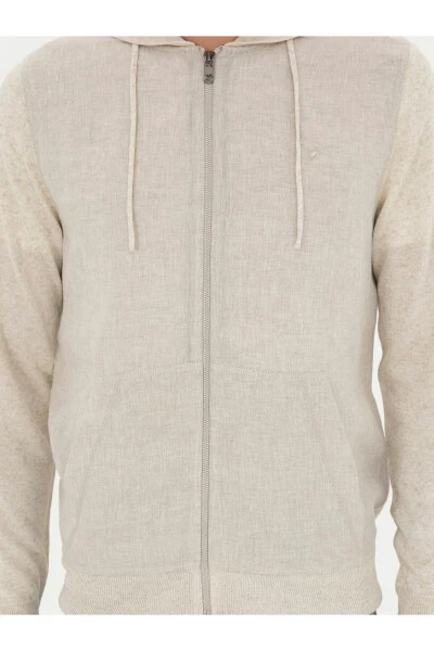 Ekru Regular Fit Keten Karışımlı Triko Hırka 50288854-VR019 - 6