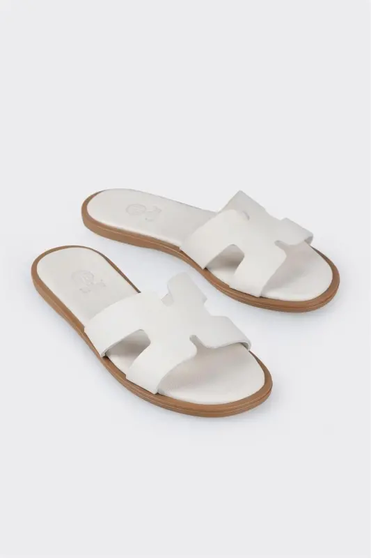 Экру кожаные женские сандалии - 2