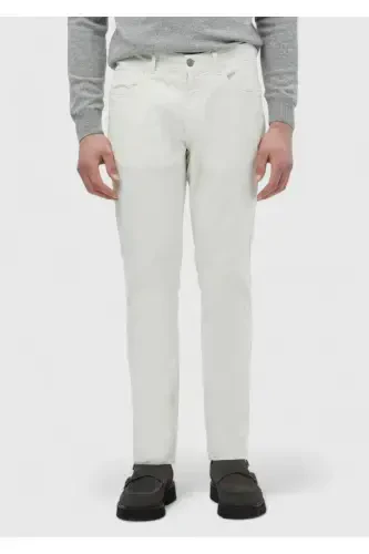 Экру прямые хлопчатобумажные брюки slim fit casual. - 2