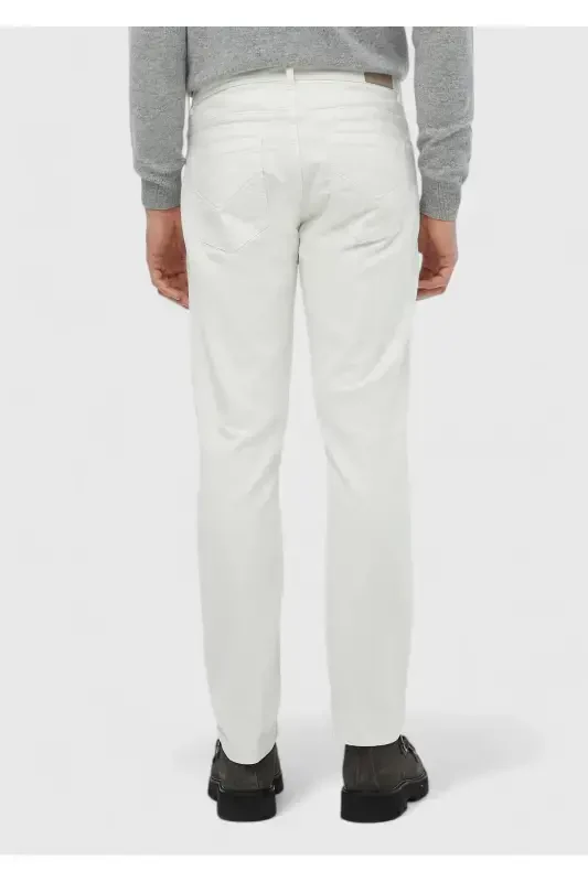 Экру прямые хлопчатобумажные брюки slim fit casual. - 5