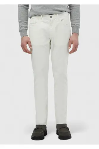 Экру прямые хлопчатобумажные брюки slim fit casual. - 2
