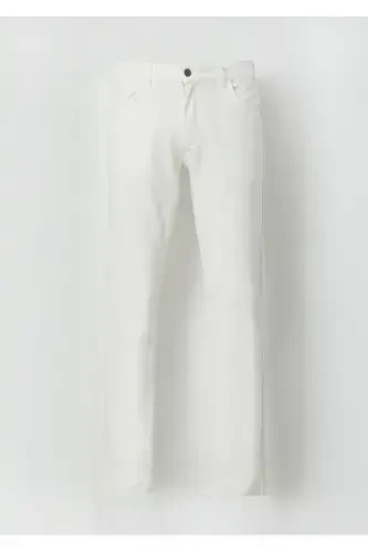 Экру прямые хлопковые брюки slim fit casual - 8