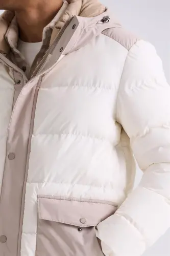 Ekru rangda shinelli qulaylikka moslashuvchan kaput va choʻntakli tungi koʻylagi - 3