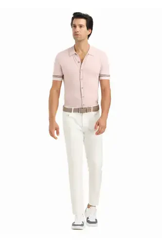 Экру рангли тукима Slim Fit Casual пахта аралаш шим - 1