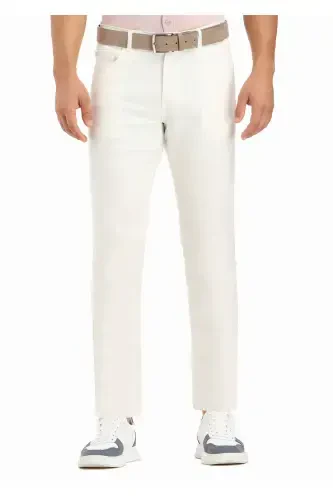 Экру рангли тукима Slim Fit Casual пахта аралаш шим - 3