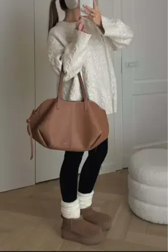 Ekru Rangli Velo Yaka Triko Ko'ylak MG2009 - 4