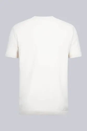 Ekru Regular Fit Bisiklet Yaka Rayon Tişört - Ekru - HATEMOĞLU (1)