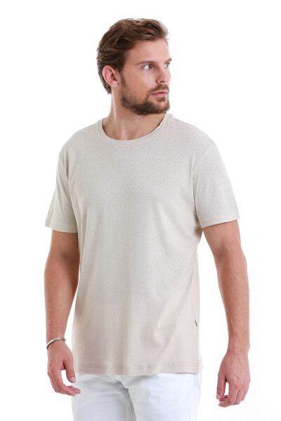 Ekru Regular Fit Tekis Velosiped Yoqali Zig'ir Ko'ylak-Ek - 4