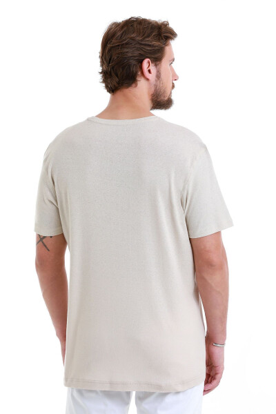 Ekru Regular Fit Tekis Velosiped Yoqali Zig'ir Ko'ylak-Ek - 6