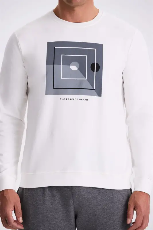 Ekru Slim Fit Bisiklet Yaka Baskılı %100 Pamuk Sweatshirt - 3