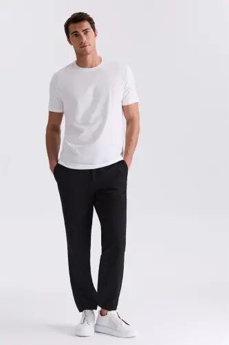 Ekru Slim Fit Bisiklet Yaka T-Shirt - Jakamen (1)
