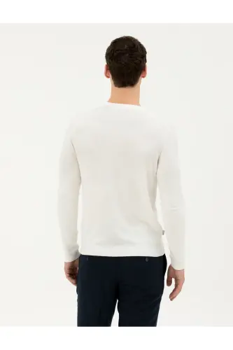 Ekru Slim Fit Bisiklet Yaka Triko Kazak 50281779-VR019 - 142343 - 5