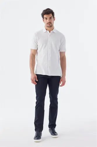 Ekru Slim Fit Gömlek Yaka T-Shirt - Jakamen (1)