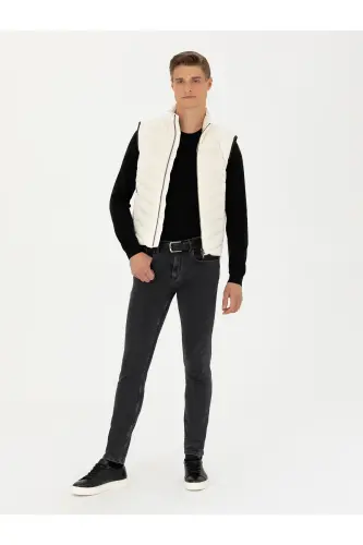 Ekru Slim Fit İnce Kapitone Mont Yelek 50273110-VR019 - Ekru - 5