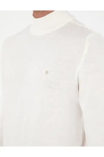 Ekru Slim Fit Yarım Balıkçı Yaka Basic Triko Kazak 50296614-VR019 - Ekru - 7