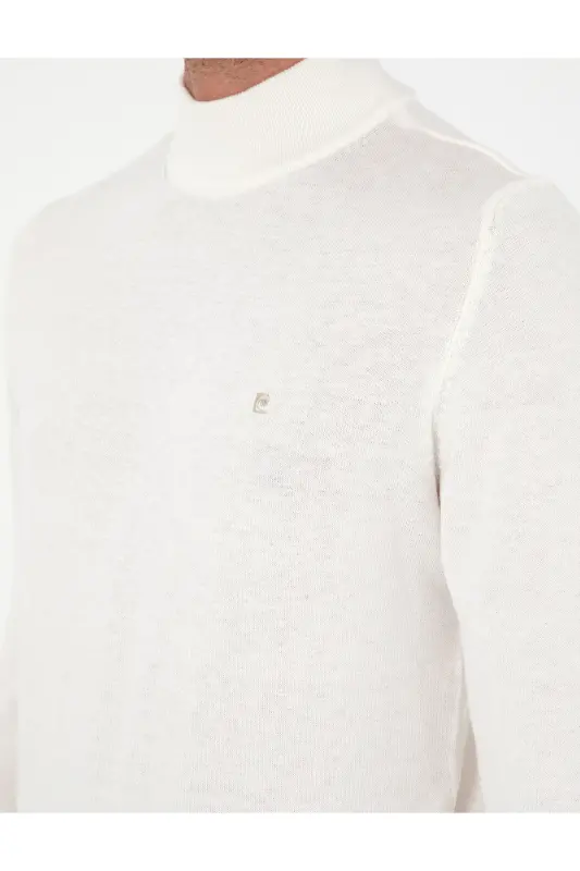 Ekru Slim Fit Yarım Balıkçı Yaka Basic Triko Kazak 50296614-VR019 - Ekru - 7