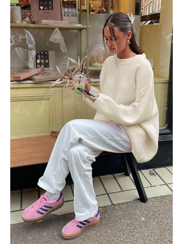 Ekru Velosiped Yaka Katta Triko Kozok Mg1972-Ekru - 5