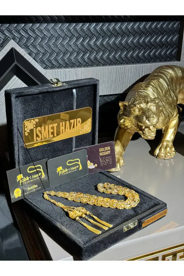 Ekskluziv dizayn, 24 karat oltin zarrachalari bilan qoplangan, 14 karat oltin qoplamasi bilan bezatilgan tasbeh. - 1