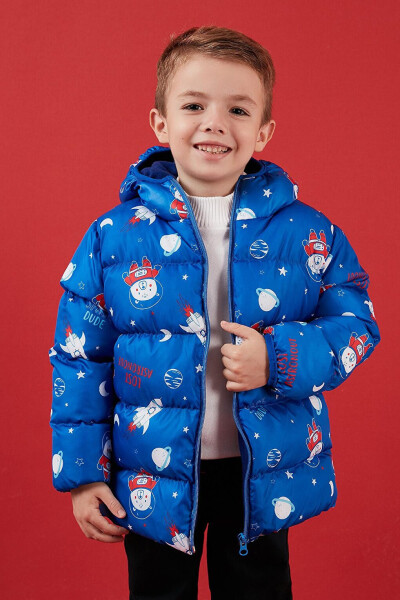 Mavi Ekstra Dolgulu İçi Yumuşak Polarlı Kapüşonlu Şişme Mont 5763006-Mavi - 13