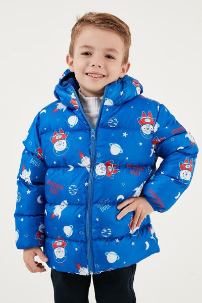 Mavi Ekstra Dolgulu İçi Yumuşak Polarlı Kapüşonlu Şişme Mont 5763006-Mavi - 15