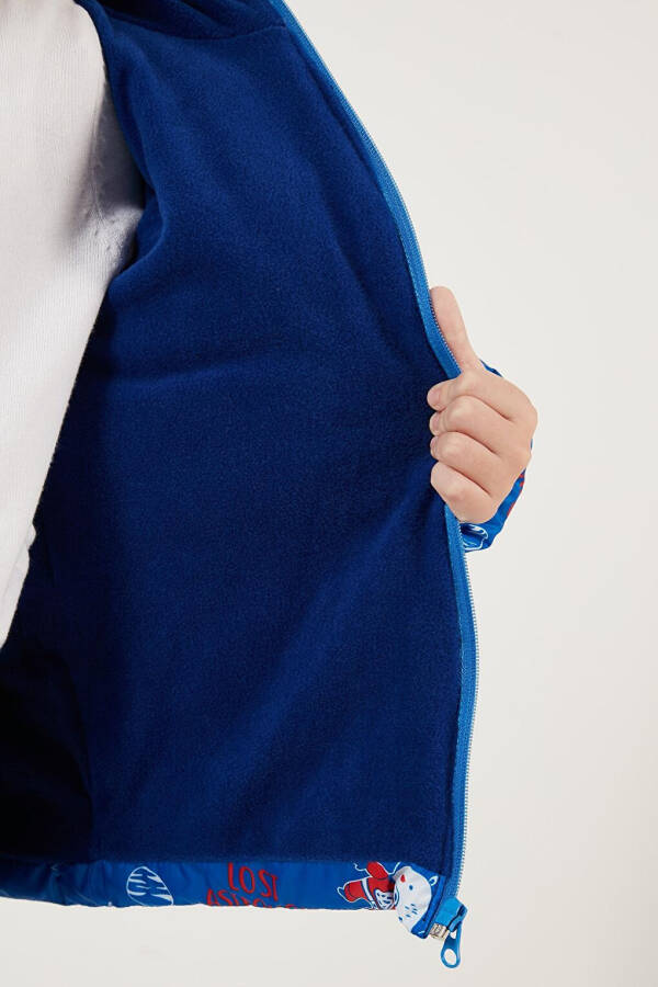 Mavi Ekstra Dolgulu İçi Yumuşak Polarlı Kapüşonlu Şişme Mont 5763006-Mavi - 17