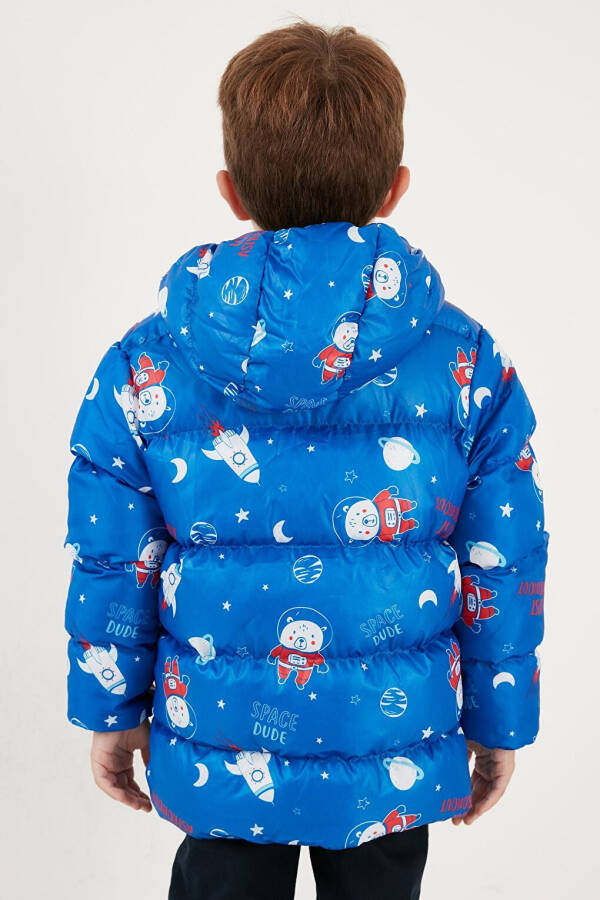 Mavi Ekstra Dolgulu İçi Yumuşak Polarlı Kapüşonlu Şişme Mont 5763006-Mavi - 18