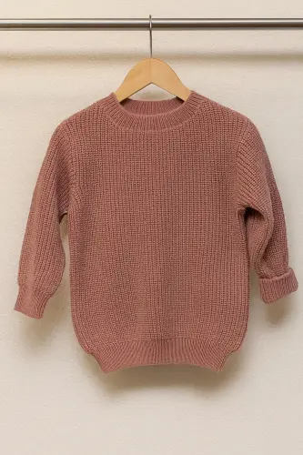 Extra Esnek Bisiklet Yaka Unisex Bebek & Çocuk Kazak (0-8 Yaş)-Bordo - NIMINI KIDS (1)