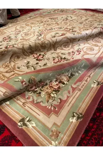 El Dokuma Feshane Halısı İpek Yün Karışımı Ebatı 300x240-Bej - RD RAMAZAN DAĞ EL HALI SANATI (1)