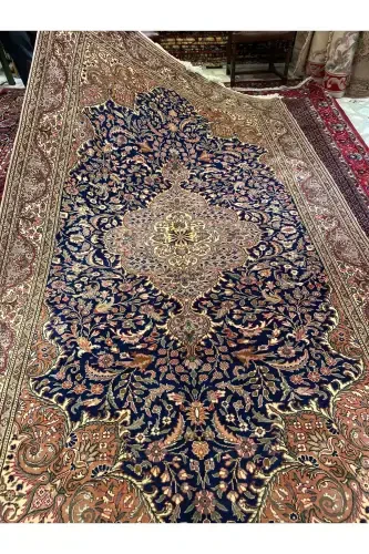 El Dokuma Qaysari Hacılar Dokuması birinchi sınıf kalite paxta usti jun Dokuma bo'lib kök boya 300x200-Lacivert - 3