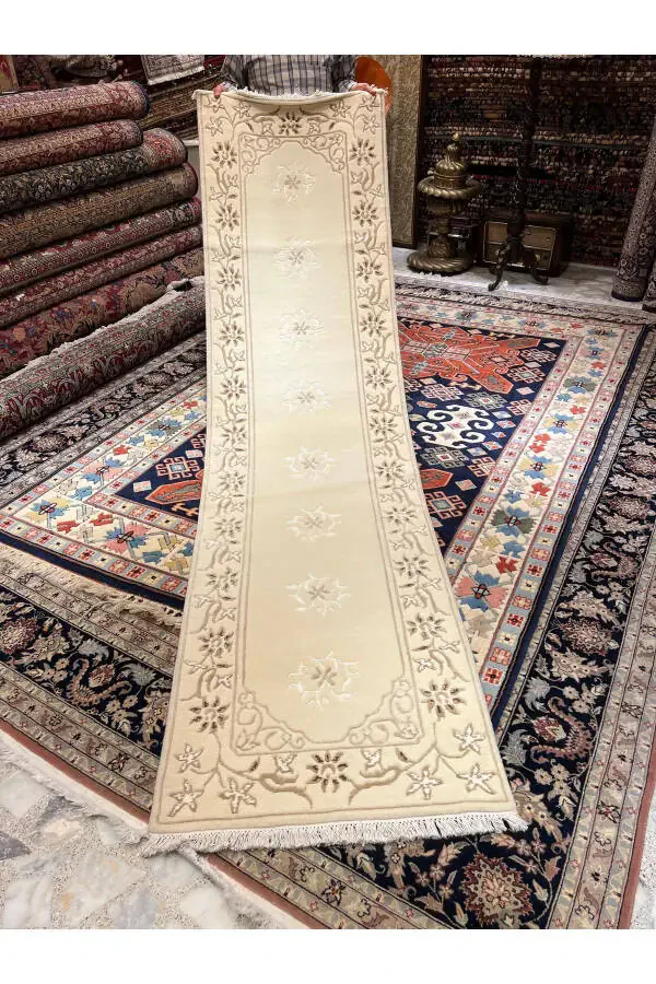 El Dokuma Velvet Yolluk İpek Yün Karışımı Ebat 300x80-Kerem - 2